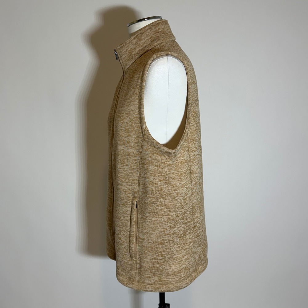 Lands End Oeko-Tex Fleece Vest Full Zip Tan Marled Pockets Womens Large 14-16 - Picture 3 of 10